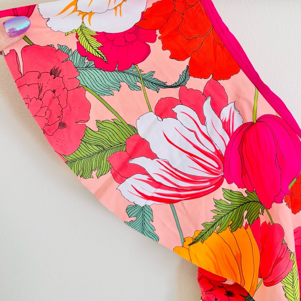 NWT Trina Turk Tie-Back Ruffle One-Piece Swimsuit in Sunny Bloom Floral Print - Picture 2 of 7